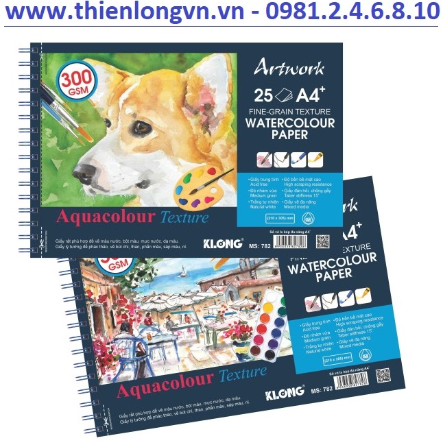 Sổ vẽ lò xo màu nước artwork a4 - 300gsm 25 tờ; klong 782