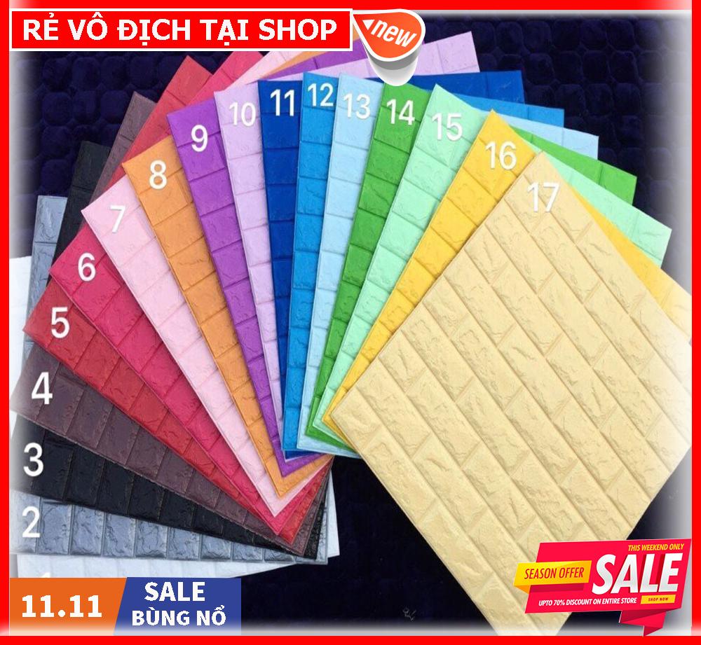 [HOÀN TIỀN 10%]COMBO 10 XỐP DÁN TƯỜNG RẢ GẠCH MÀU VÀNG(MÀU VÀNG)