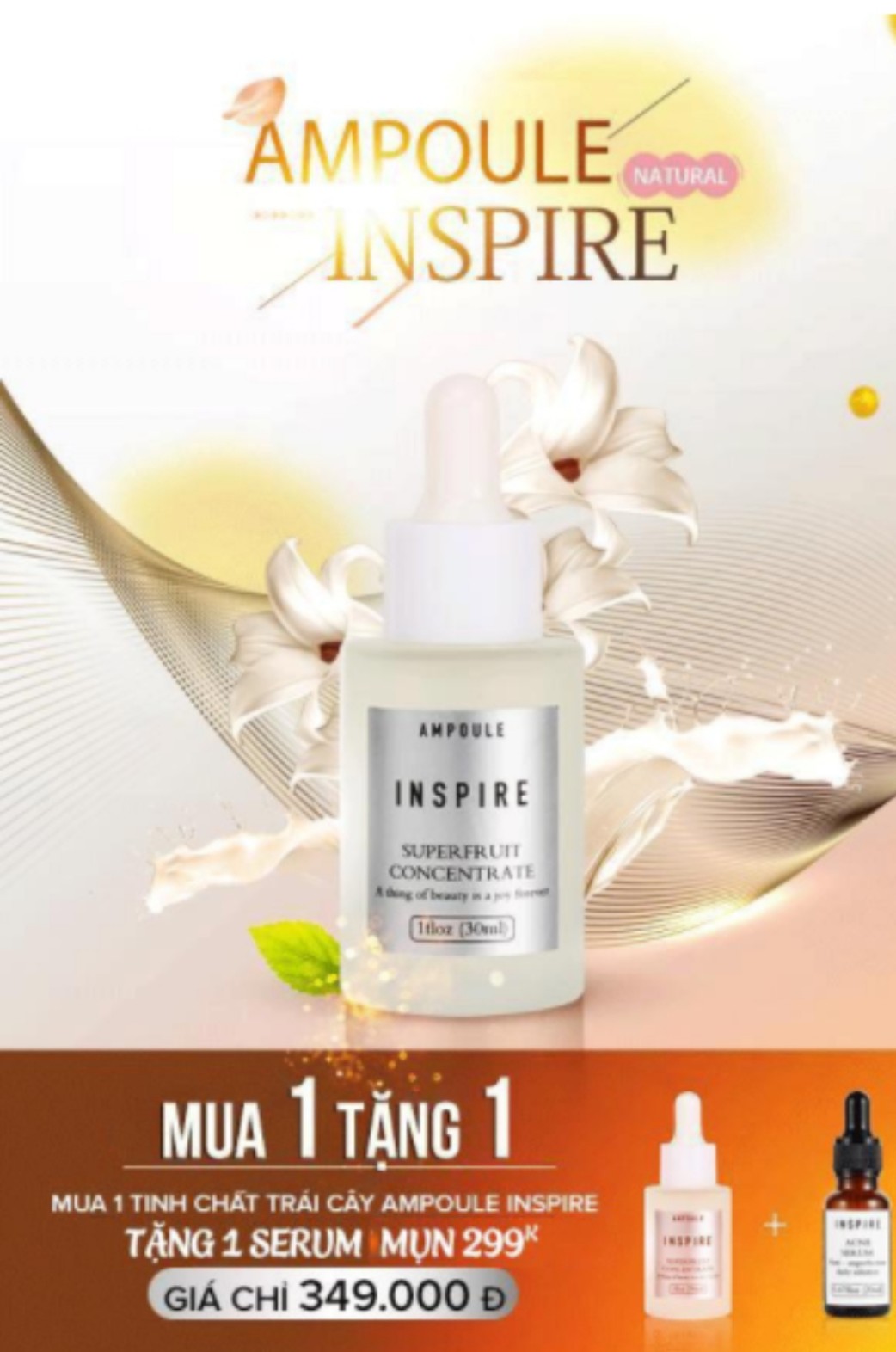 Serum dương da căng bóng sáng mịn phục hồi hư tổn trẻ hóa làn da, đánh bay mụn nám tàn nhang ( Mua 1 tăng 1 )