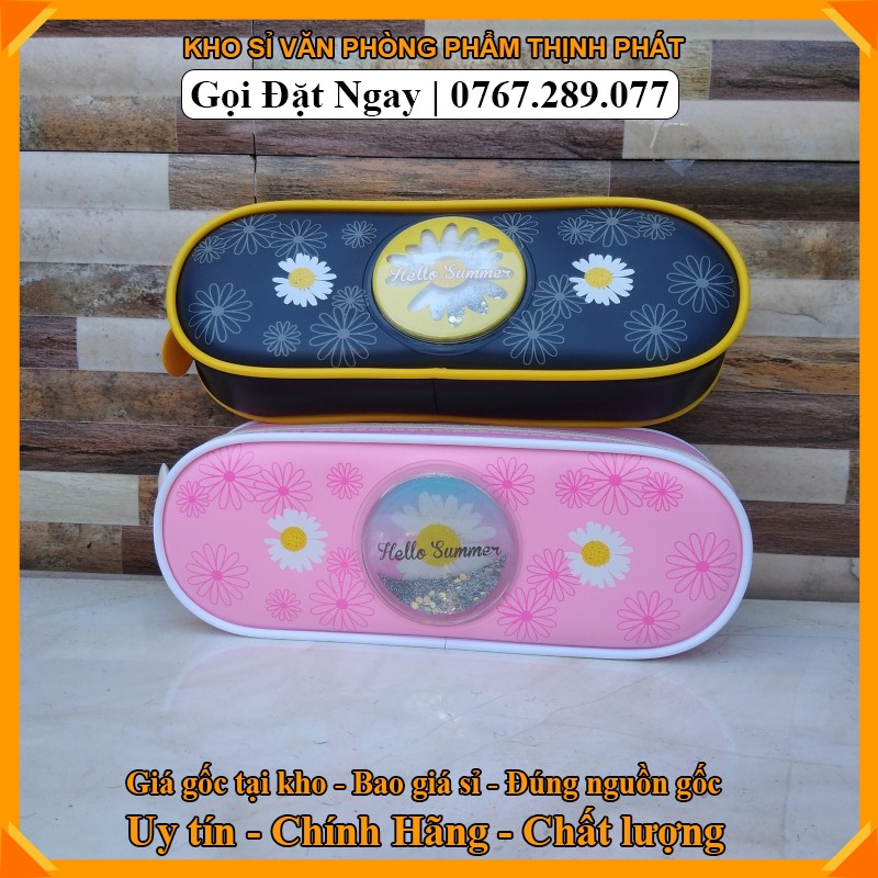 [HCM]Hộp bút/bóp viết vải canvas khóa kéo lớn họa tiết hoa cúc /Hộp bút có khóa kéo thiết kế dễ thương phong cách Hàn Quốc