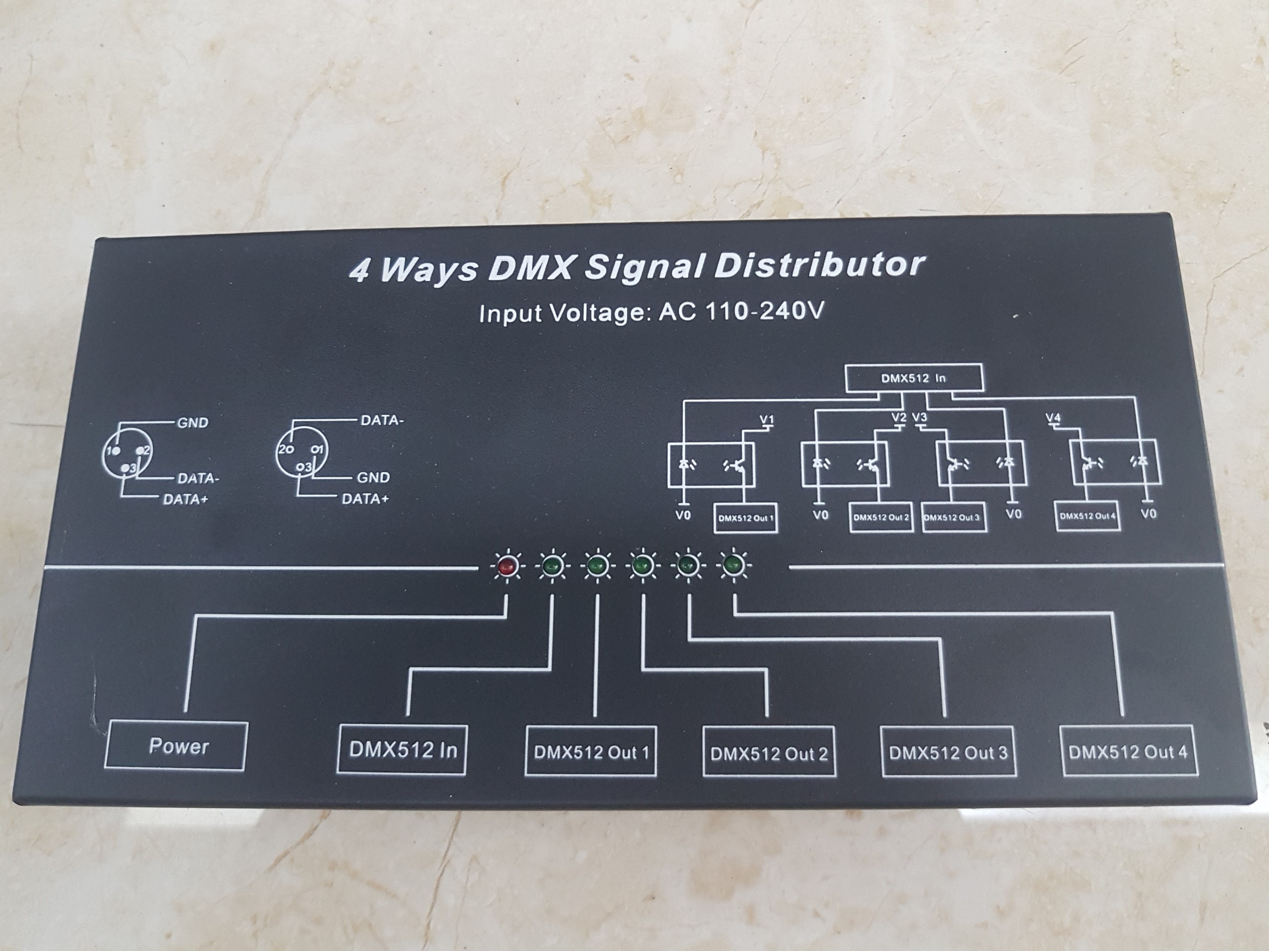 Bộ khuếch đại tín hiệu dmx vào 1 ra 4