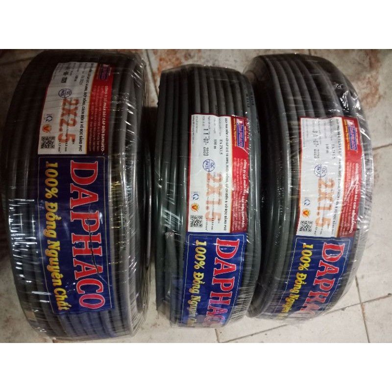 Dây điện đôi 2x1.5 & 2x2.5 bọc nhựa xám DAPHACO