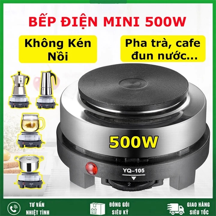 Bếp Điện Mini 500W Đa Năng Không Kén Nồi Chuyên Dùng Cho Ấm Pha Cafe Moka Pot