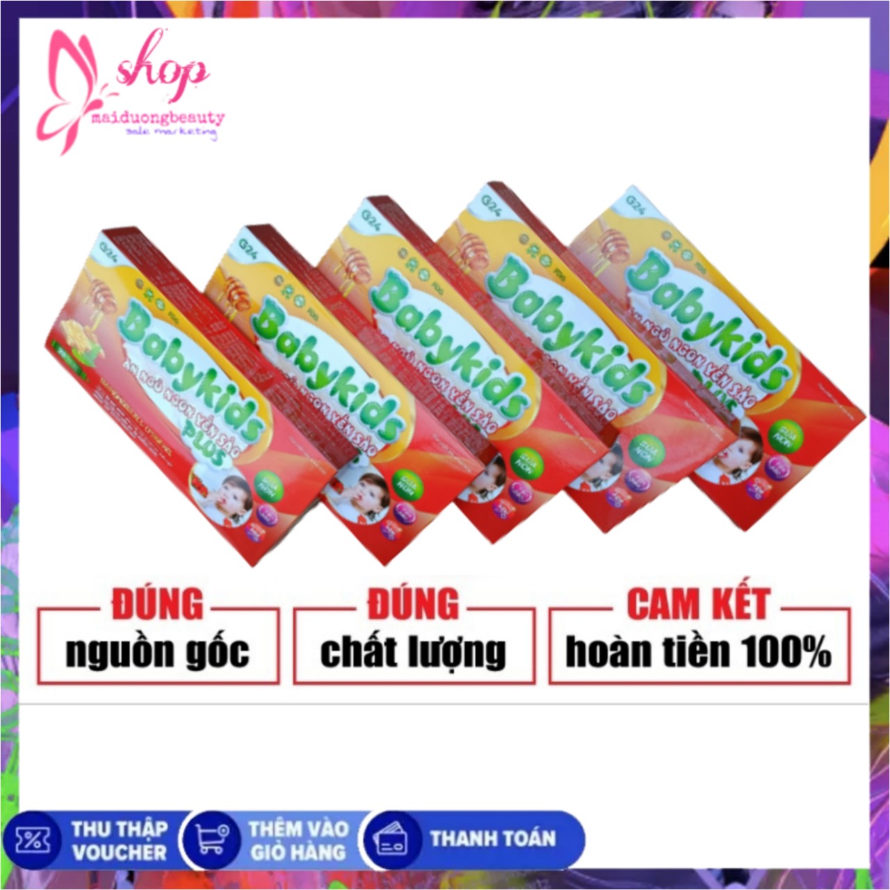 5 BabyKid plus ăn ngủ ngon yến sào giúp bé ăn ngon miêng, ngủ ngon giấc, tăng cân, tăng chiều cao, tăng đề kháng
