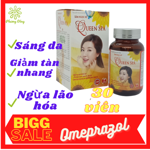 Cải thiện làn da, giúp mờ nám, làm sáng da, giảm sạm da, khô da, giúp da mịn màng, căng tràn sức sống - Viên uống Sâm Ngọc Nữ Queen Spa chứa Dầu Anh Thảo, Collagen tuýp 1 - Lọ 30 viên