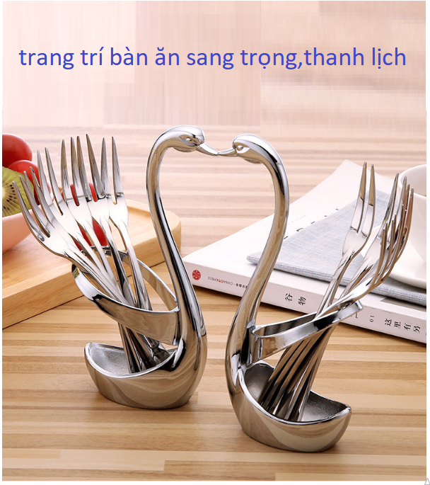 CON THIÊN NGA Có  5 Nĩa (dĩa) Inox 304 --Con Thiên nga Không Có Nĩa- Bộ Phụ Kiện Ăn Trái Cây Thanh Lịch.