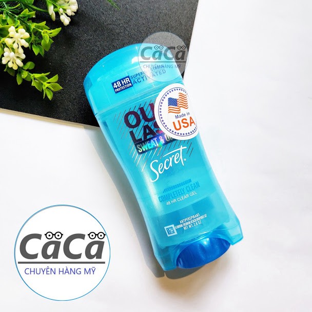 [USA] Lăn khử mùi nữ gel Secret Outlast Sweat & Odor Completely Clean 73g mẫu mới ngăn mồ hôi - Mỹ
