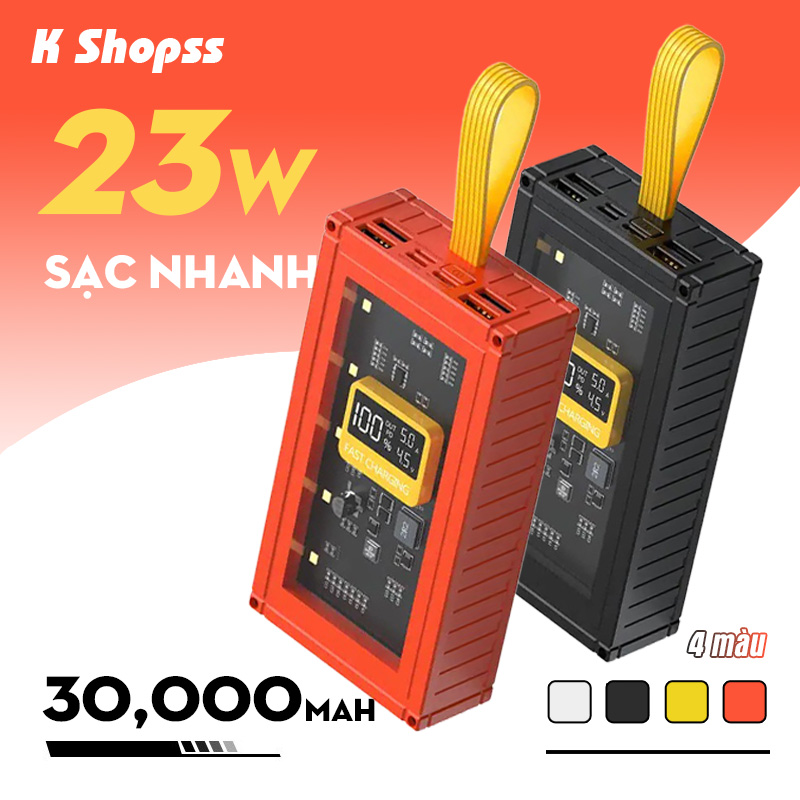 Sạc dự phòng 22.5W 30000mah sạc nhanh Kiểu hộp đựng trong suốt pin sạc dự phòng pin dự phòng