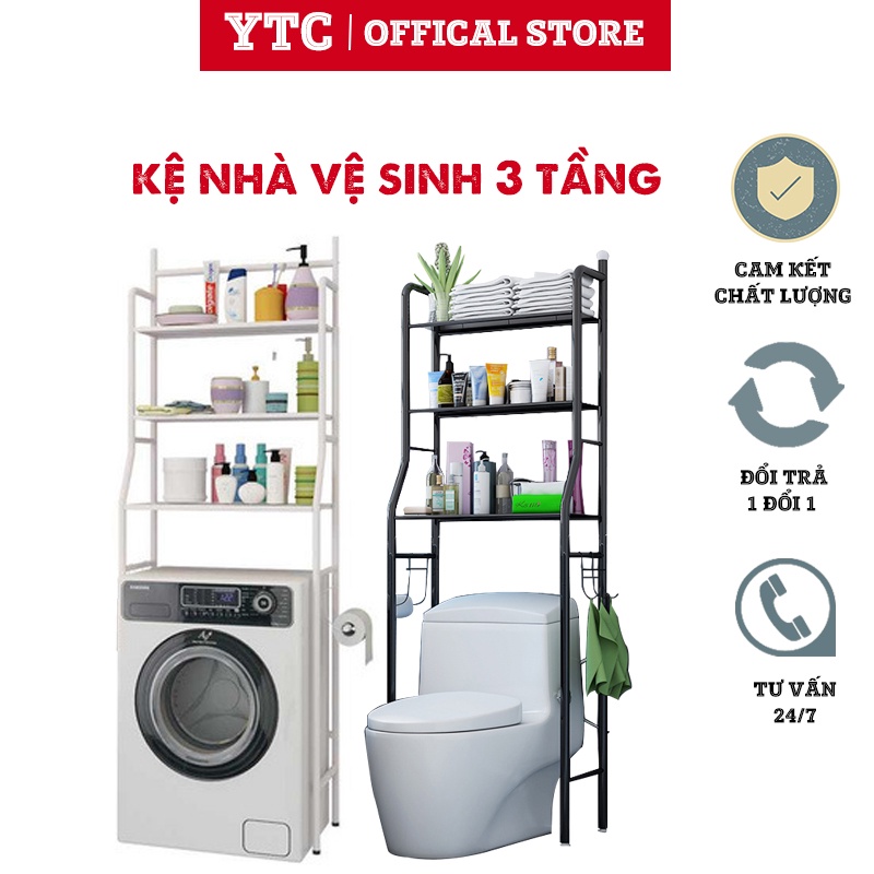 Kệ Nhà Vệ Sinh INOX, Sắt YTC- Để Bồn Cầu Nhà Tắm 3 Tầng Nhập Khẩu