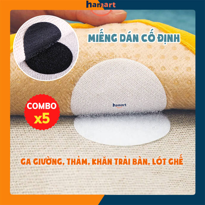 COMBO 5 Miếng Dán Velcro Cố Định Ga Giường Băng Dán 2 Mặt Vải Quần Áo Chống Trượt Tiện Lợi