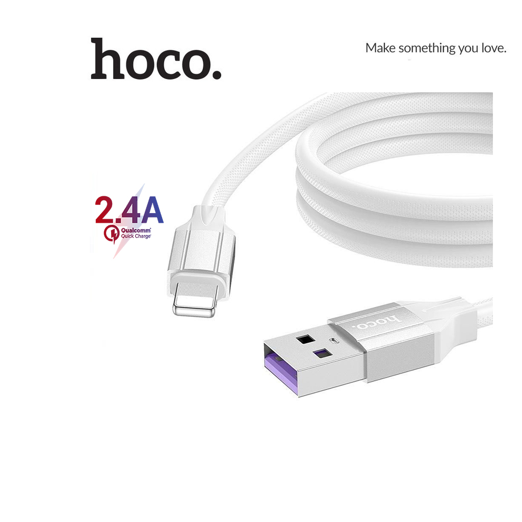 Cáp sạc 2.4a hoco du20 lightning dây tpe bện siêu bền cho ios dài 1m