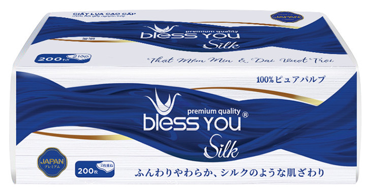 cập nhật mẫu mới - silk Khăn giấy rút Bless You Famille 2 lớp gói 200 tờ