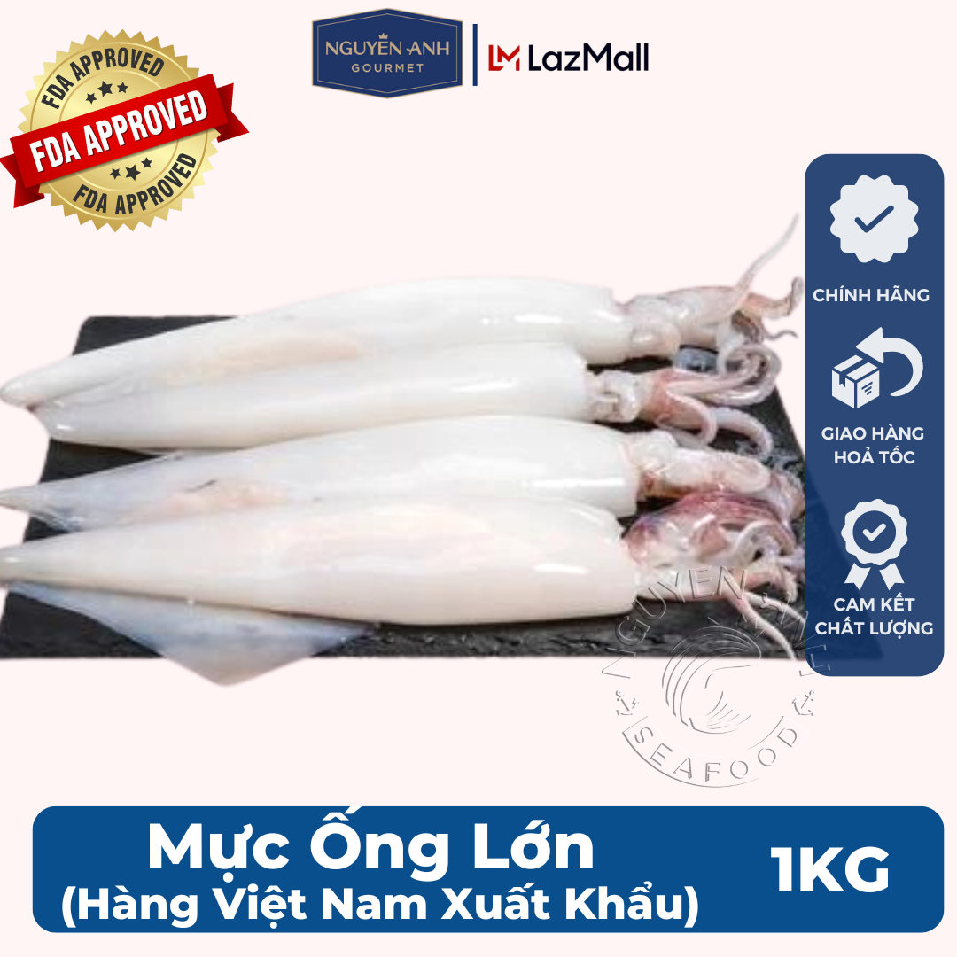Mực Ống Lớn Tươi Làm Sạch Nguyên Anh đặc sản Phú Quốc hải sản tươi sống như cá, tôm tươi loại 500gr Hải Sản Nguyên Anh.