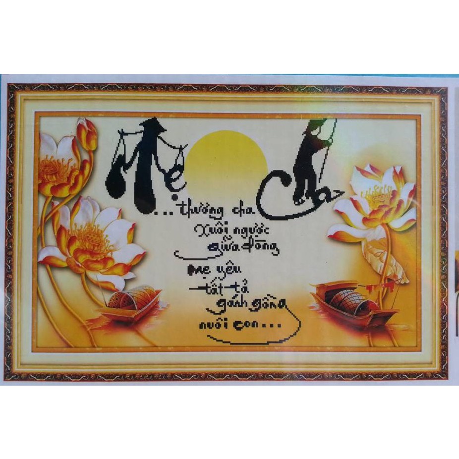 Tranh thêu chữ thập Cha Mẹ 222967 kt60x39cm