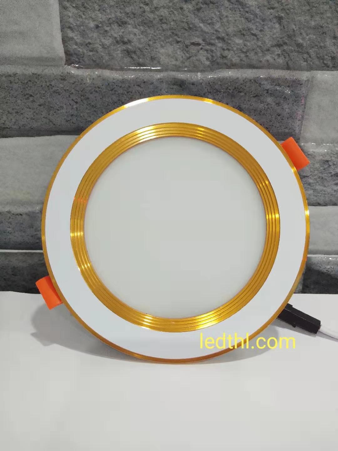 Đèn led âm trần 9w 3 chế độ 3 màu viền bạc viền vàng bh 18 tháng thl