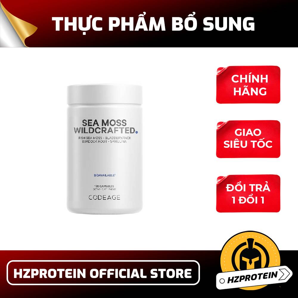 Codeage Sea Moss Wildcrafted 120 Viên – Tảo Biển Tự Nhiên Hỗ Trợ Miễn Dịch & Khoáng Chất