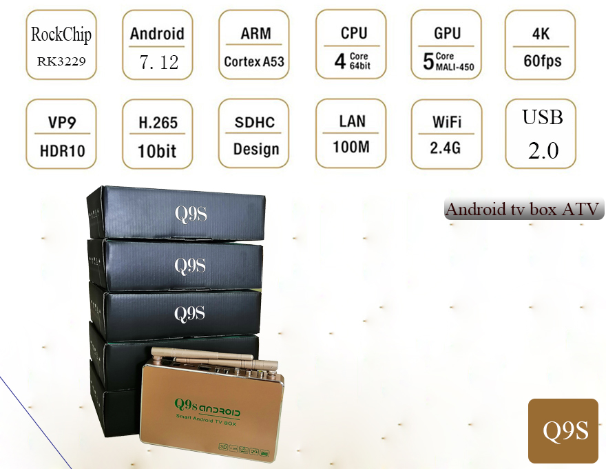 CHÍNH HÃNG CÓ CHUỘT BAY- Android TV box Q9s 2021 cập nhật toàn diện phần mềm ATV 7.12 cài sẵn ứng dụng xem phim truyền hình karaoke...tivi loại nào cũng dùng được