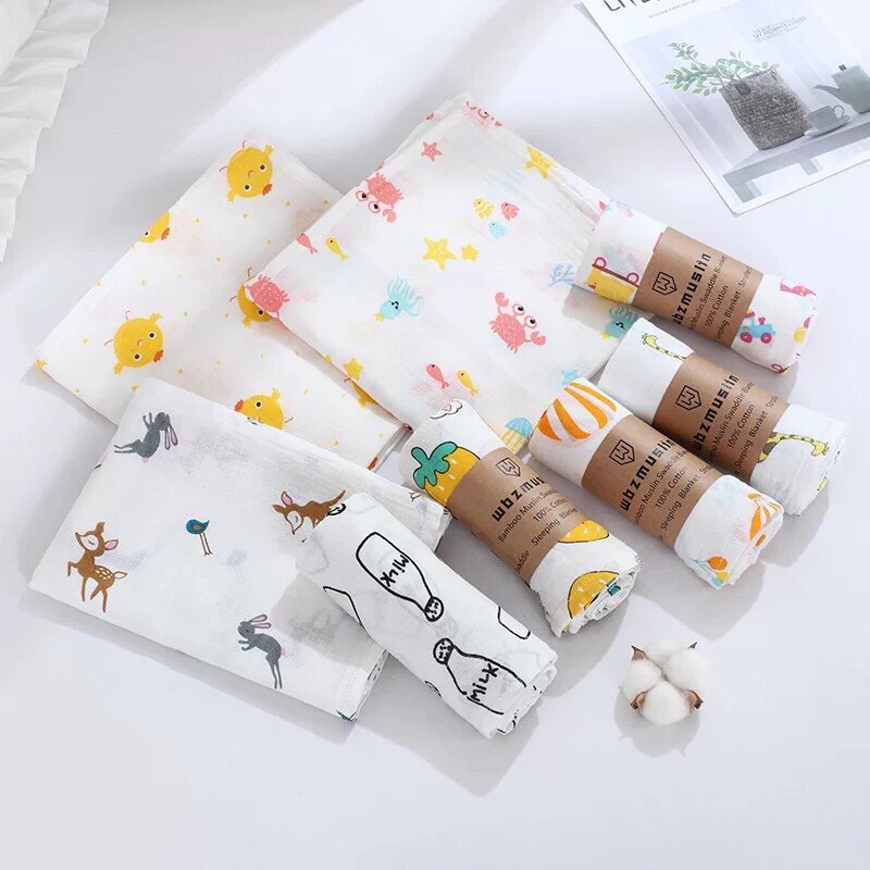 Khăn xô tắm Muslin Swaddle Organic cotton
