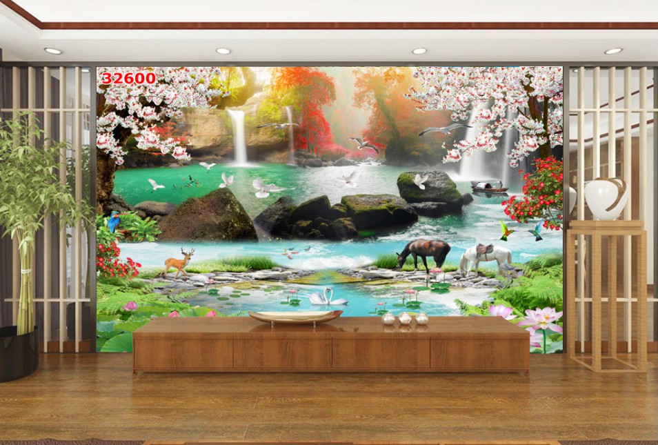 tranh dán tường 3D sơn thủy mã đáo thành công tranh ban thờ tranh thuận buồm tranh phòng ngủ tranh phòng khách phong cảnh thiên nhiên sông núi thú rừng có keo sẵn rẻ đẹp kích thước 60cmx90cm và 80cmx120cm và 100cmx150cm in theo yêu cầu