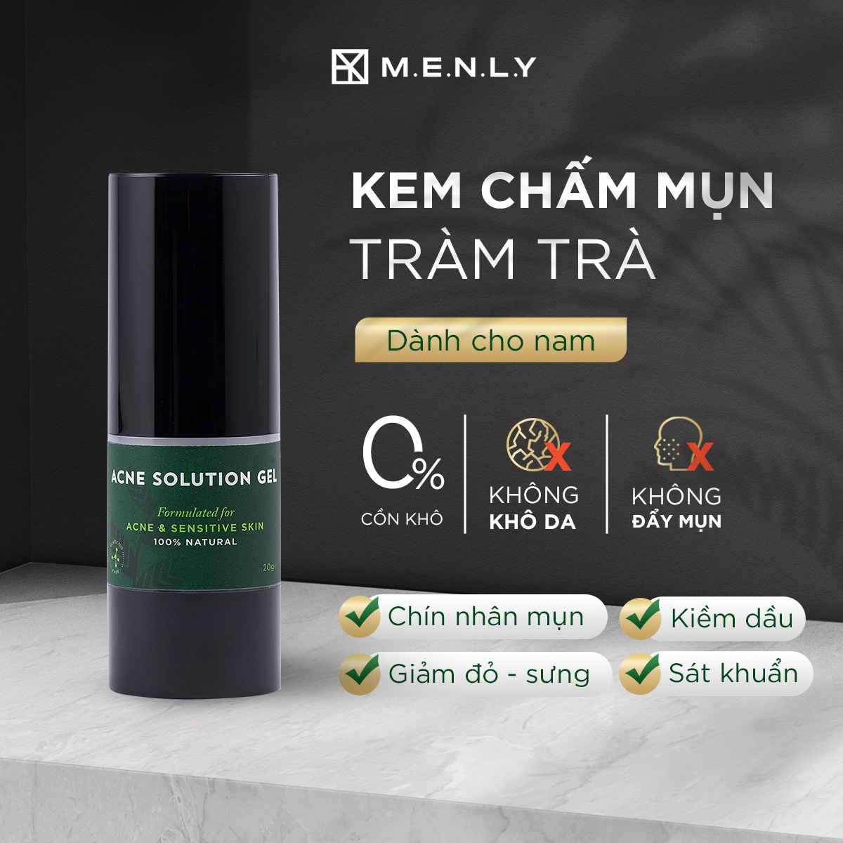 Kem ngừa mụn bọc, viêm mủ, phục hồi da dành cho nam giới Menly 20gr