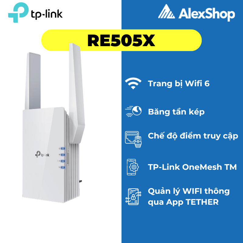 Bộ mở rộng sóng one mesh tp-link re505x wifi 6 - chính hãng