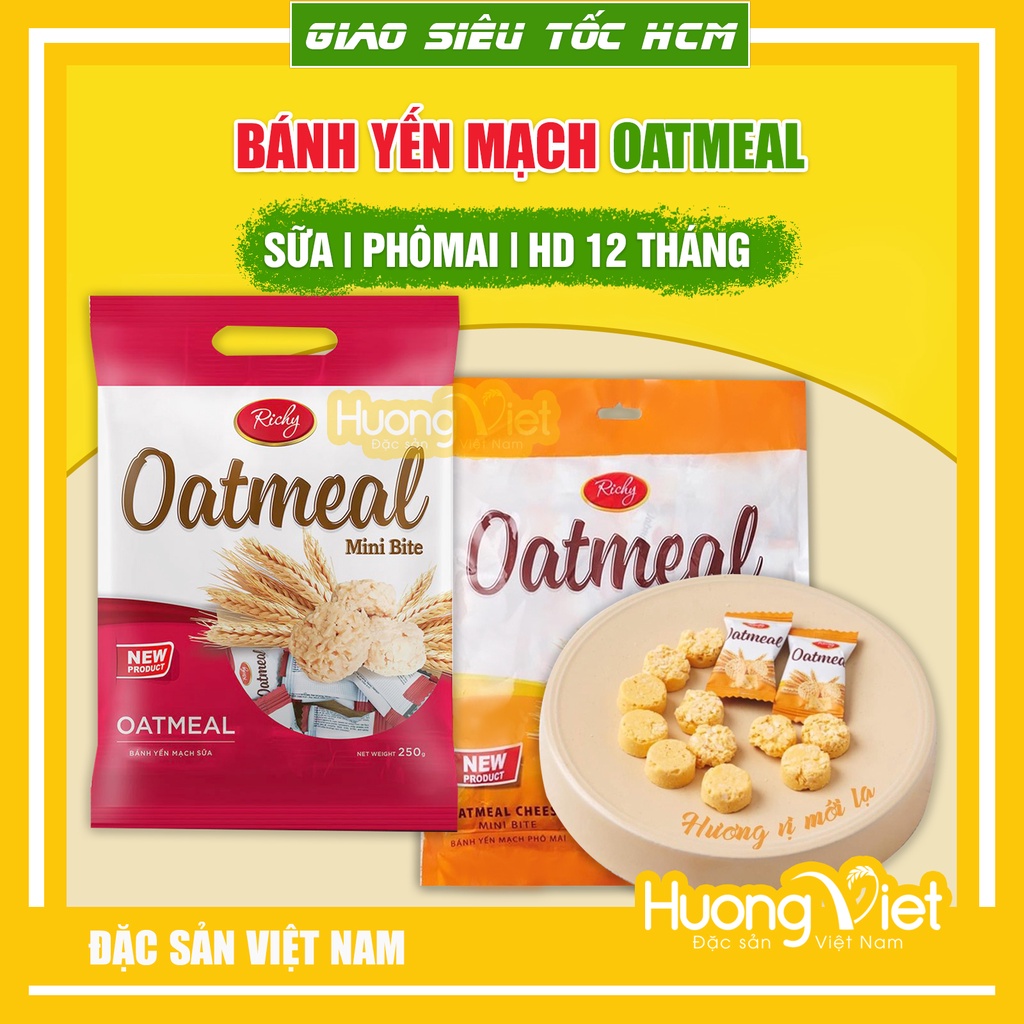  Bánh yến mạch Hàn Quốc Oatmeal Richy kẹo yến mạch bơ sữa sôcôla ngọt dịu giòn xốp túi nhỏ gọn bánh ăn sáng 