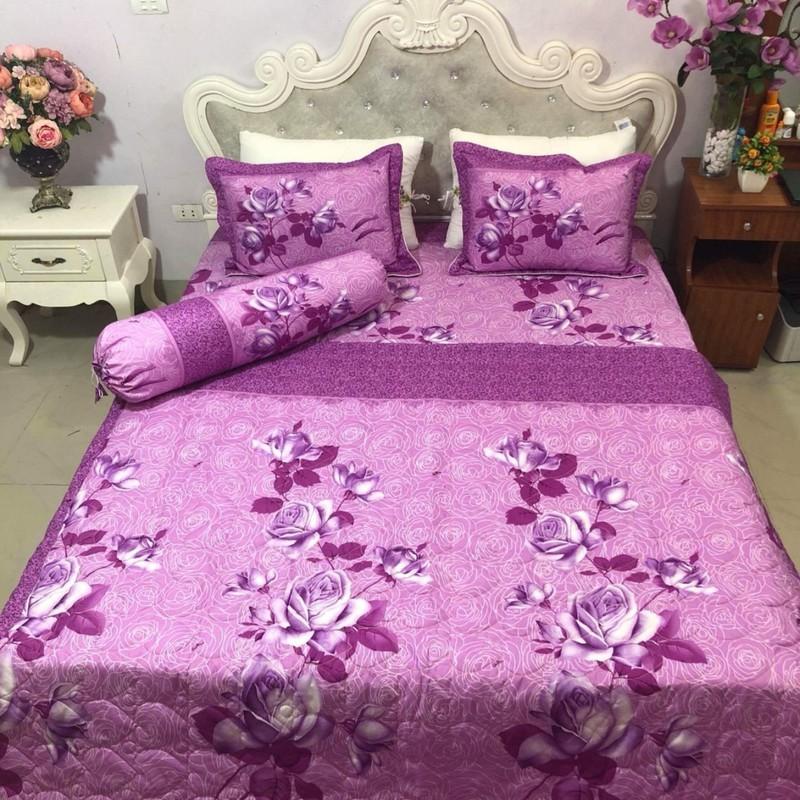 Chăn hè thu chần bông vi tính - Mẫu hoa dây tím