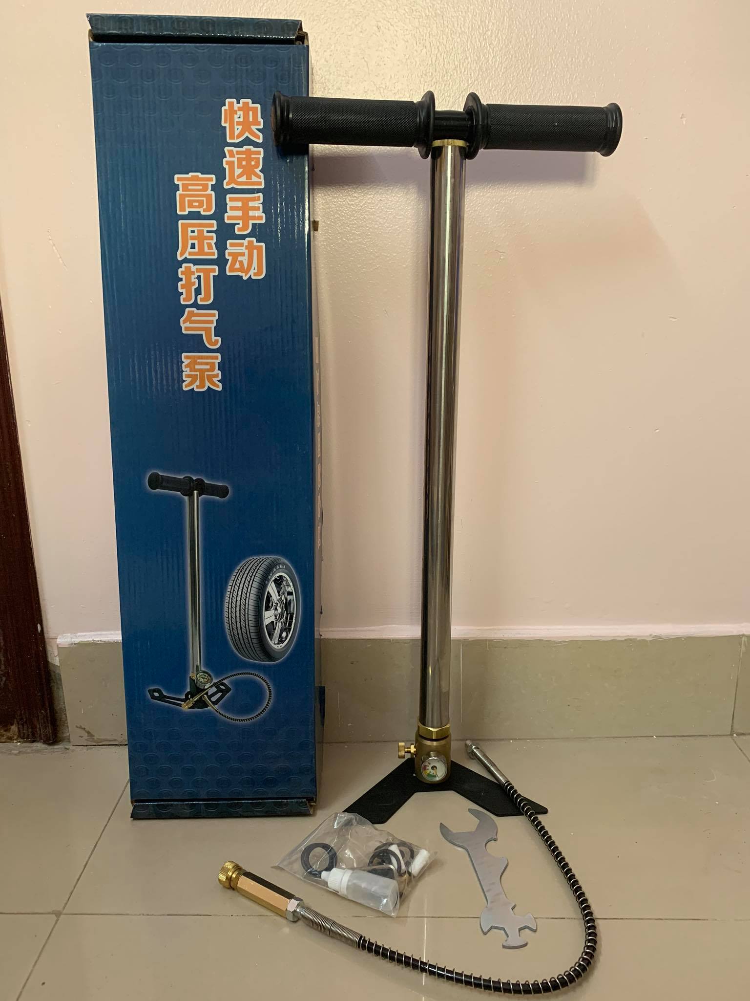 Bơm tay cao áp inox 30mpa đồng hồ nhỏ Vỏ Xanh hàng cao cấp 2020