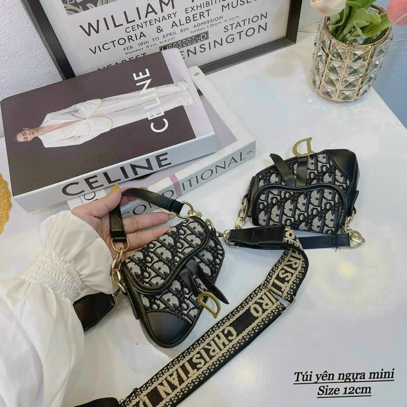 Túi mini nữ đeo chéo yên ngựa thổ cẩm size mini 13cm mẫu mới