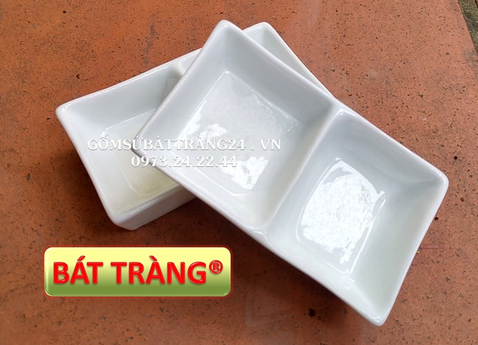 ĐĨA GIA VỊ 2 NGĂN BÁT TRÀNG GIÁ RẺ ĐĨA NƯỚC CHẤM ĐẸP DĨA MẮM SỨ 2 NGĂN CAO CẤP