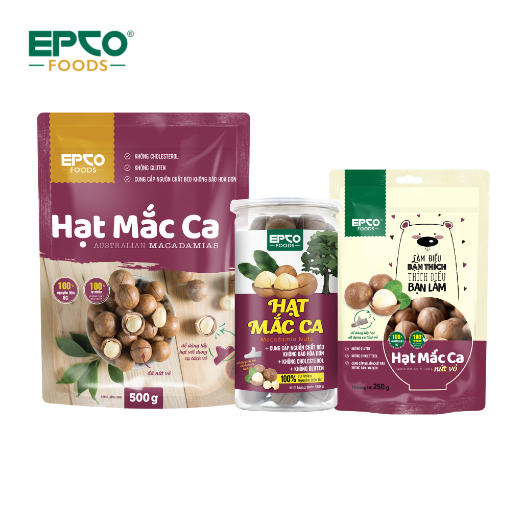 Hạt mắc ca úc epco foods nứt vỏ kèm dụng cụ tách vỏ giàu chất béo bão hòa đơn