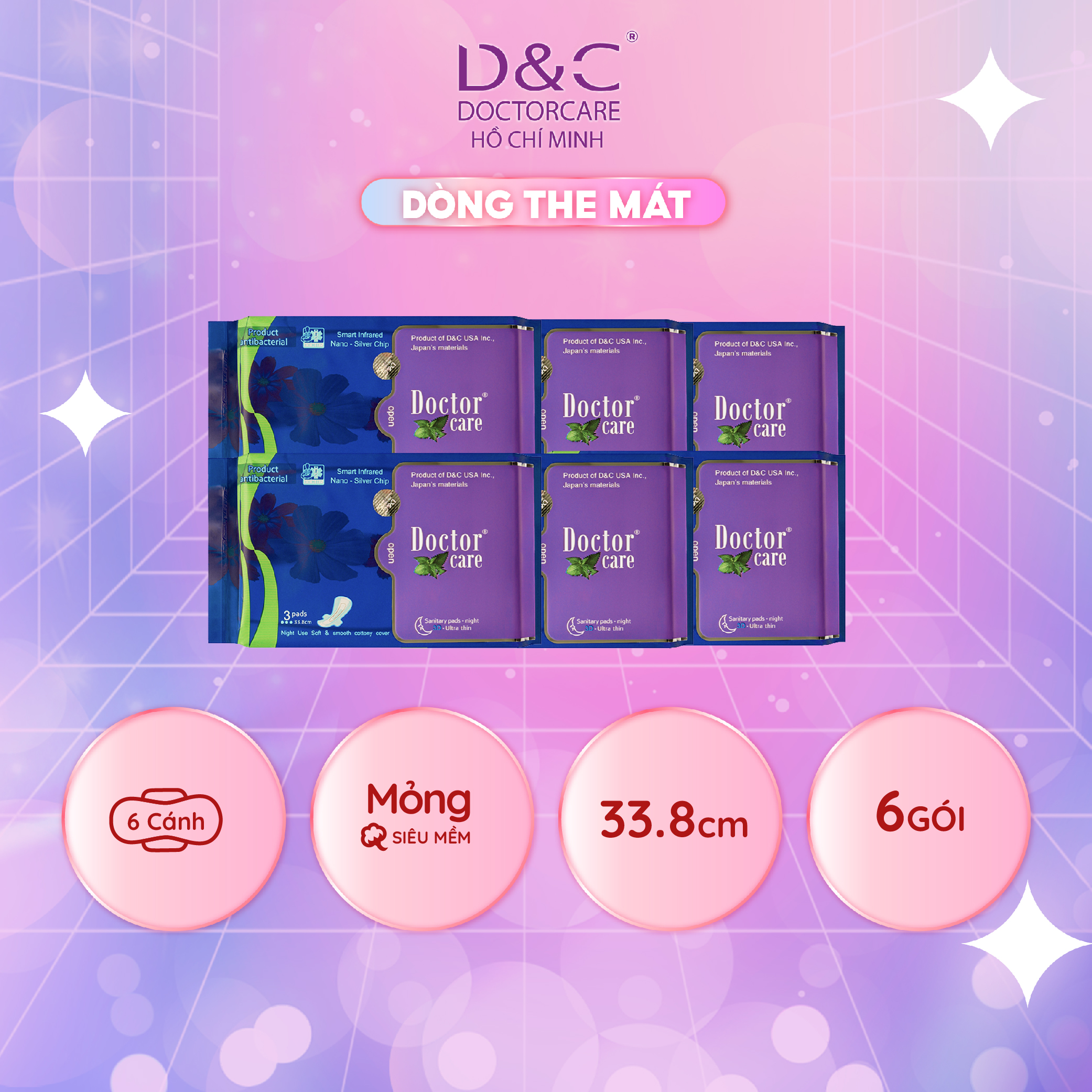 Băng vệ sinh thảo dược siêu the mát Doctor Care ban đêm, băng vệ sinh cao cấp công nghệ Nhật Bản