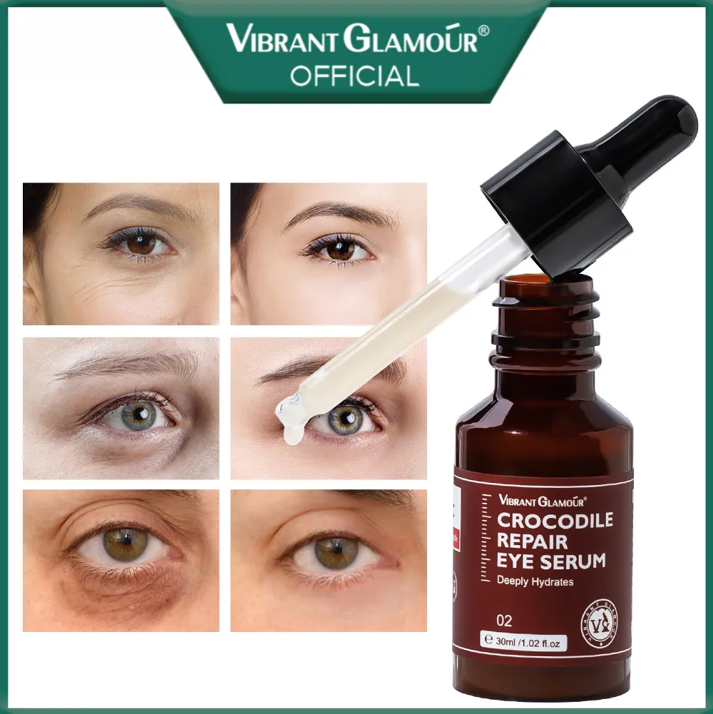 VIBRANT GLAMOUR Serum mắt cá sấu kem chống nhăn vùng mắt trị thâm quầng mắt thâm mắt trị thâm mắt nữ giảm thâm mắt dưỡng mắt Loại bỏ phù nề của quầng mắt giảm đường kẻ mắt 30ml