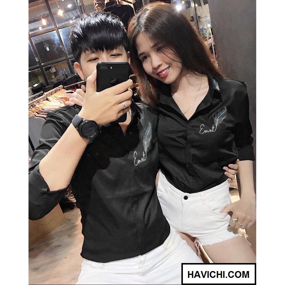 Áo sơ mi cặp đôi nam nữ phong cách, mềm mịn, thoáng mát havichi.com