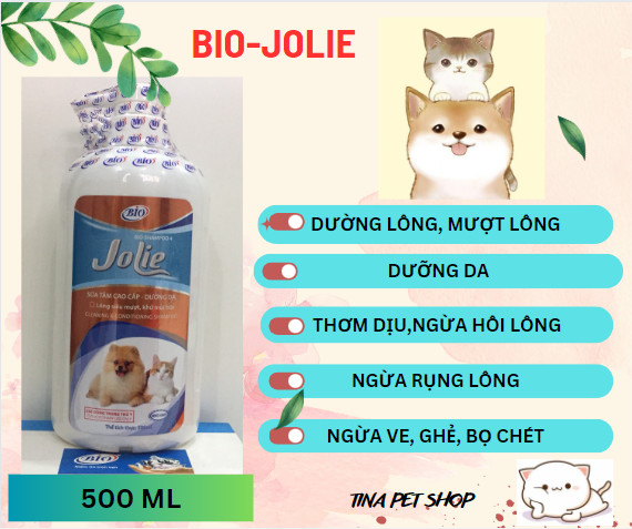 [HCM] BIO - JOLIE 500ml Sữa tắm - Dầu gội dưỡng da lông siêu mượt khử mùi hôi chó mèo