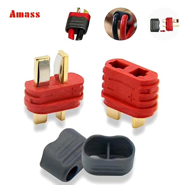 Jack cắm chữ t am-1015e chính hãng amass chịu tải hơn 50a chân mạ vàng nối pin quad drone rc