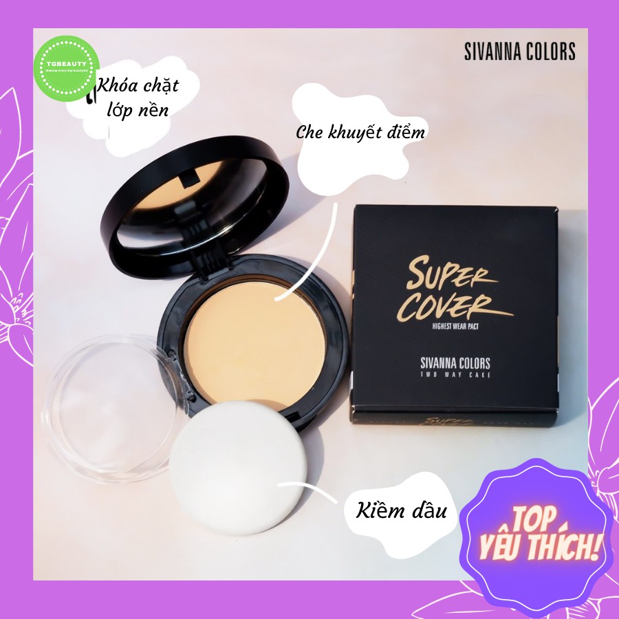 Phấn nền kiềm dầu kháng nước chống nắng spf15 sivanna colors super cover