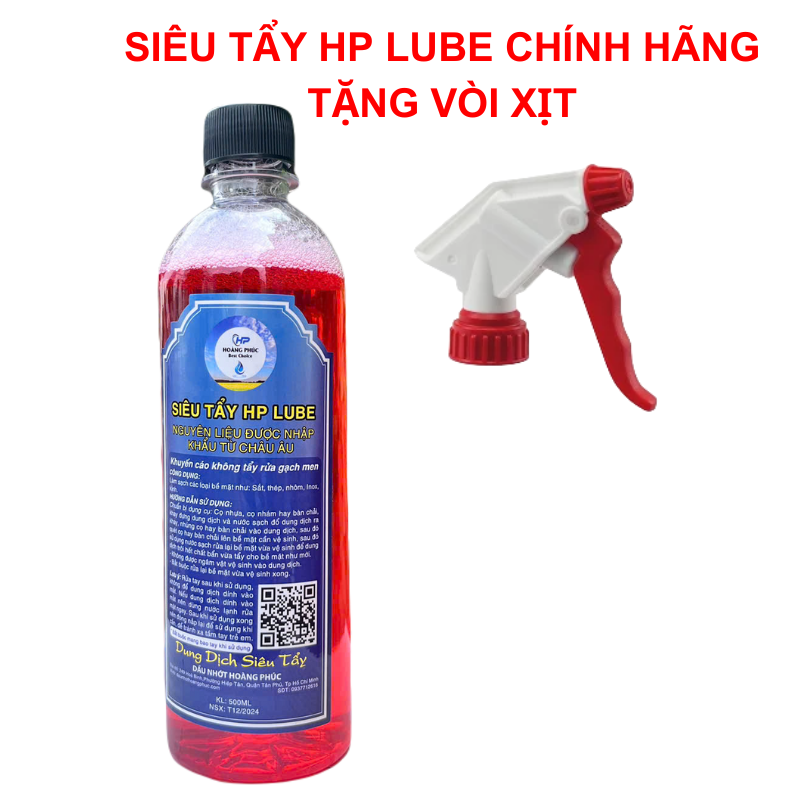 Nước Rửa Xe Siêu Tẩy HP LUBE, Tẩy Rỉ Sét, ,Tẩy Lốc Máy, Tẩy Ố Kim Loại, Dầu Mỡ, Vết Bẩn Cứng Đầu 500ml