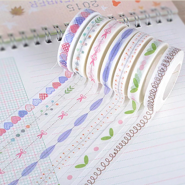 Băng Keo Trang Trí Nhiều Họa Tiết Dài 10 Mét Washi Tape Handmade Bukao