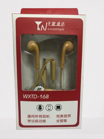 Tai nghe điện thoại WXTD -168 màu gold full box , chân cắm 3.5mm (tròn)