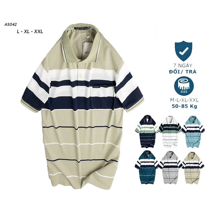 [HCM]Áo Polo nam trung niên có túi ⚡️ Hàng VNXK ⚡️cổ bẻ vải cá sấu Cotton xuất xịn chuẩn đẹp