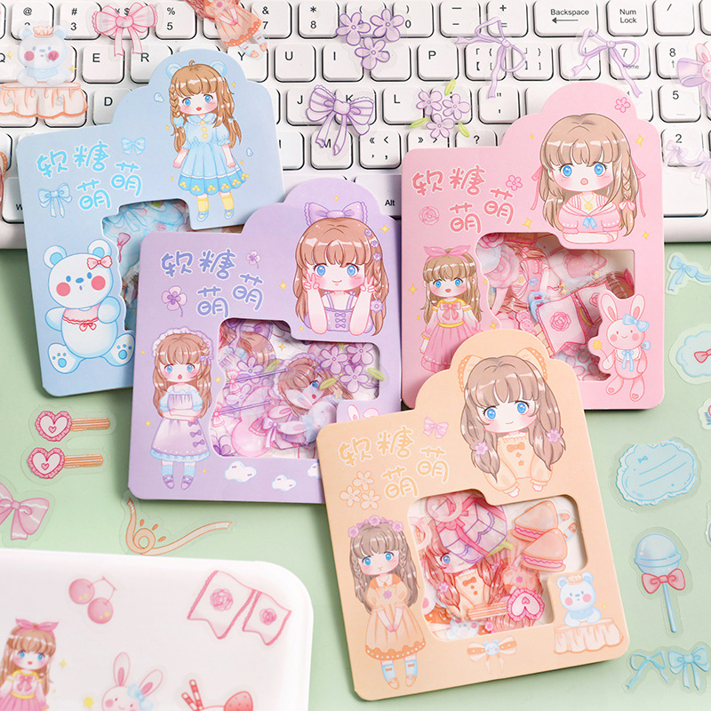 Set 45 tấm sticker cute , dễ thương , dán sticker trong suốt , trang trí sổ