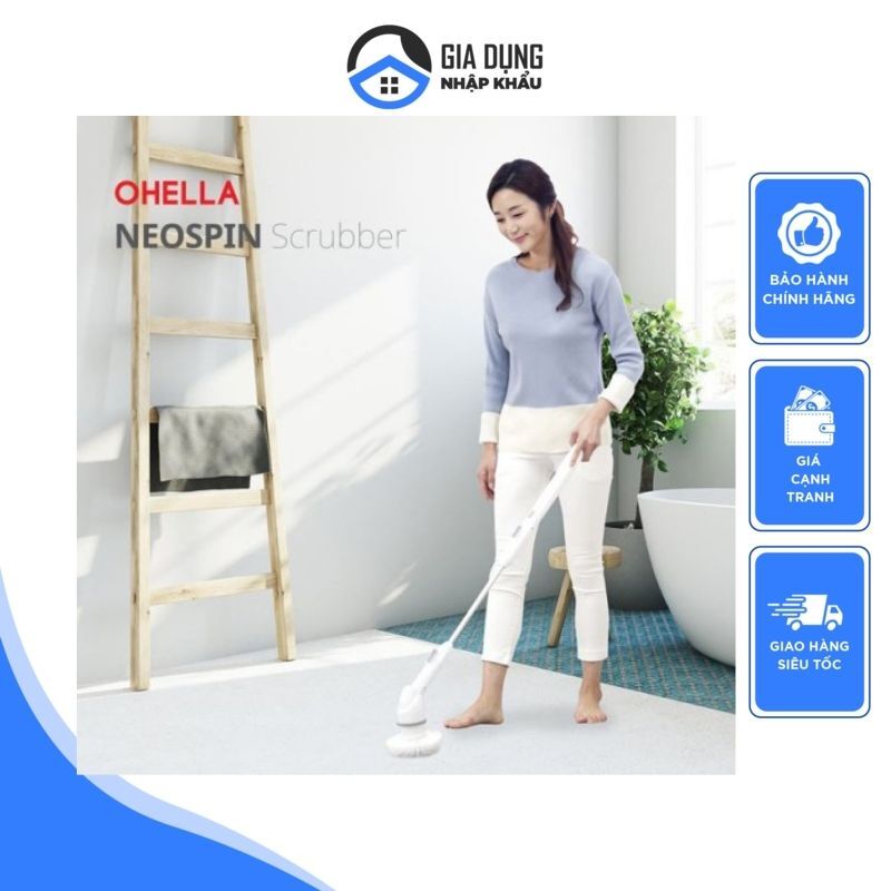 Máy chà toilet tự động, máy cọ rửa nhà vệ sinh, cây lau đa năng ohella neospin, chổi xoay turbo neospin scrubber, chà bồn cầu, cọ toilet, vệ sinh nhà tắm, nhập hàn, bảo hành 12 tháng