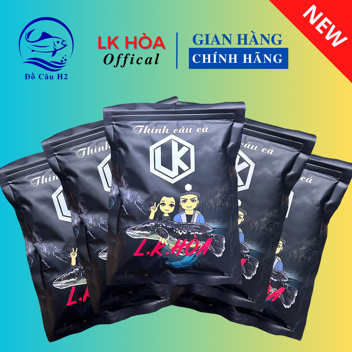 Combo 5 gói Thính LK Hòa phiên bản mới nhất - Mồi câu cá đánh được tất cả các loại cá chủ đạo Trắm, Chép, Trôi
