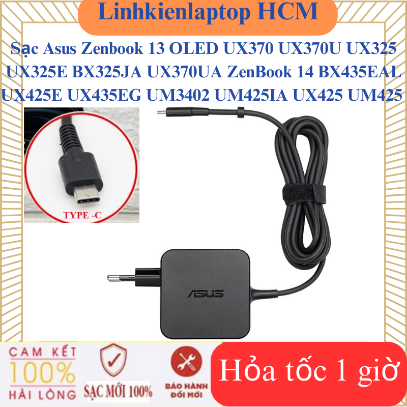 Sạc Asus Zenbook 13 OLED UX370 UX370U UX325 UX325E BX325JA UX370UA ZenBook 14 BX435EAL UX425E UX435EG UM3402 UM425IA UX425 UM425 Sạc 65W Type C