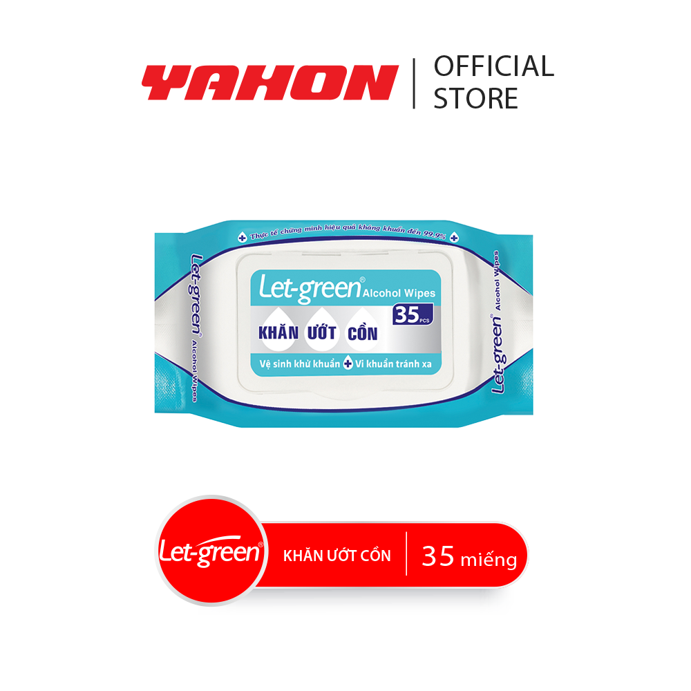 Bao khăn ướt cồn let-green, 35 miếng/bao