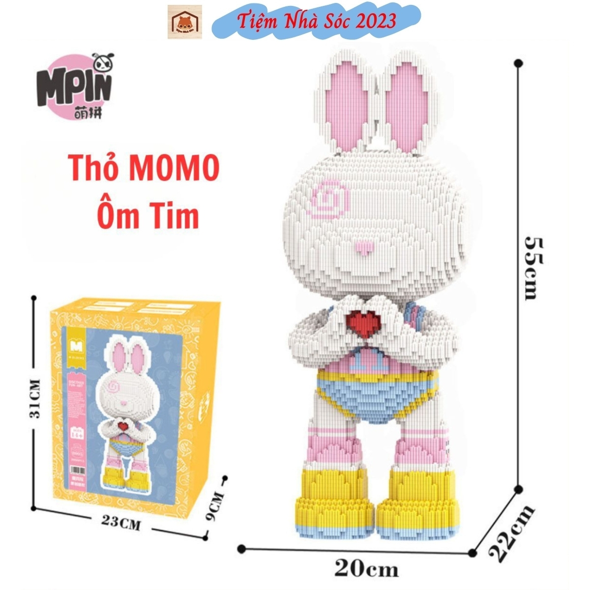 Mpin 55cm Momo rabbit assembled model kids toys with cute hammer cute for living room decor 2023 nursery