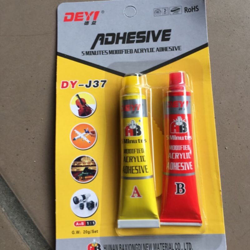 Keo AB 2 thành phần DY-J37 dán nhựa, gỗ, sắt, chịu nhiệt tốt, độ dính cao, thời gian khô nhanh