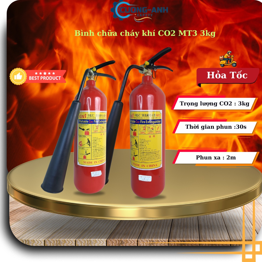 Bình chữa cháy khí CO2 MT3. Bình cứu hỏa khí co2 3kg, tiện ích sử dụng trong gia đình, trường học, công xưởng, bệnh viện, Hàng chất lượng cao, giá rẻ Loại 1
