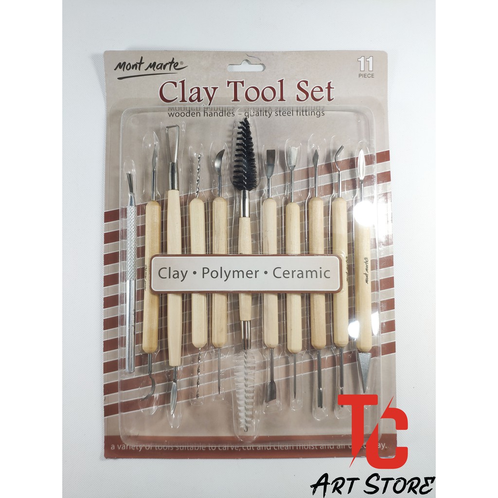 Bộ dụng cụ điêu khắc đất sét mont marte - clay tool set 11pc mmsp0002